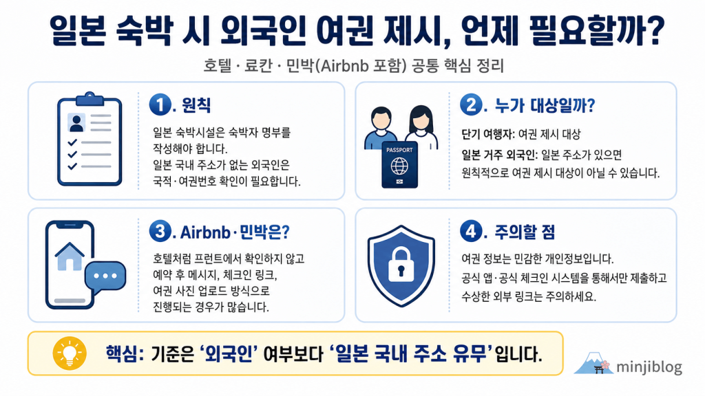 일본 숙박 시 외국인 여권 제시, 언제 필요할까?